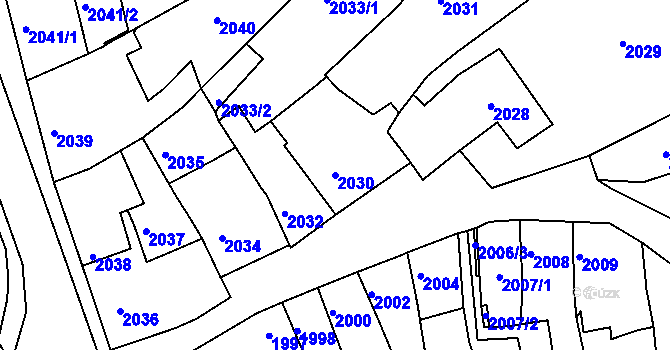 Parcela st. 2030 v KÚ Bučovice, Katastrální mapa
