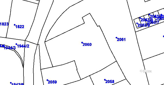 Parcela st. 2060 v KÚ Bučovice, Katastrální mapa