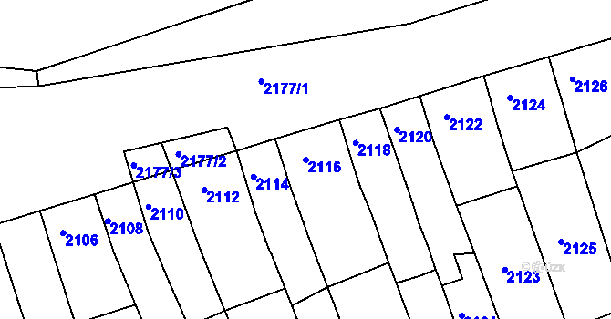 Parcela st. 2116 v KÚ Bučovice, Katastrální mapa