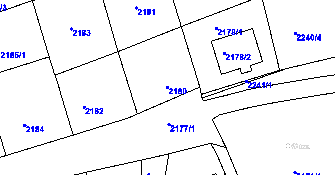 Parcela st. 2180 v KÚ Bučovice, Katastrální mapa