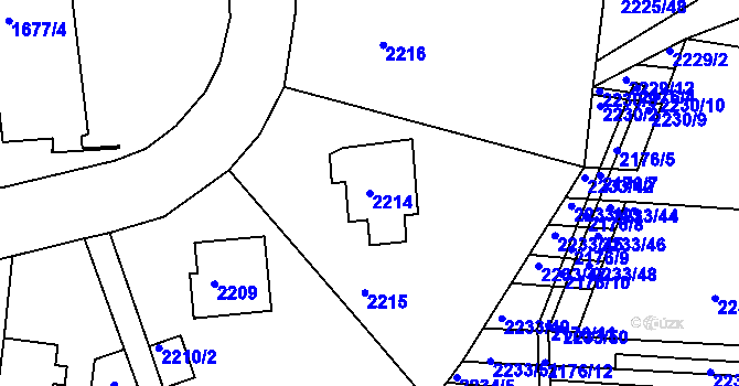 Parcela st. 2214 v KÚ Bučovice, Katastrální mapa