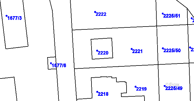 Parcela st. 2220 v KÚ Bučovice, Katastrální mapa