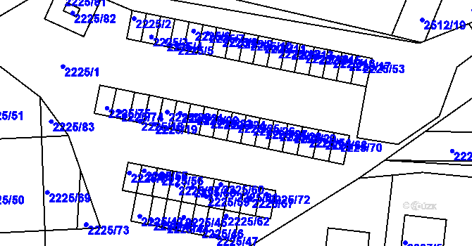Parcela st. 2225/25 v KÚ Bučovice, Katastrální mapa