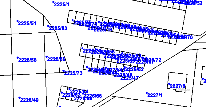 Parcela st. 2225/57 v KÚ Bučovice, Katastrální mapa