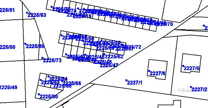 Parcela st. 2225/62 v KÚ Bučovice, Katastrální mapa