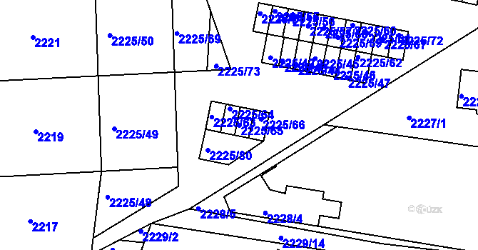 Parcela st. 2225/65 v KÚ Bučovice, Katastrální mapa