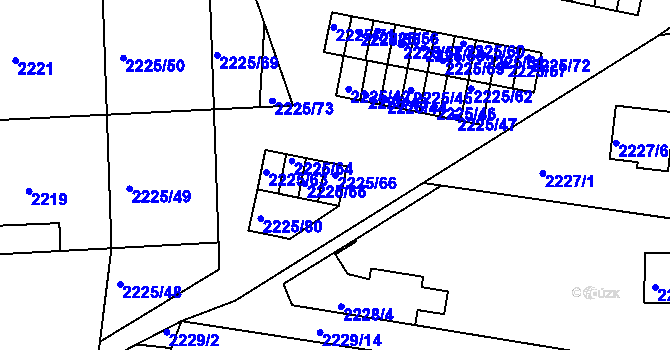 Parcela st. 2225/66 v KÚ Bučovice, Katastrální mapa