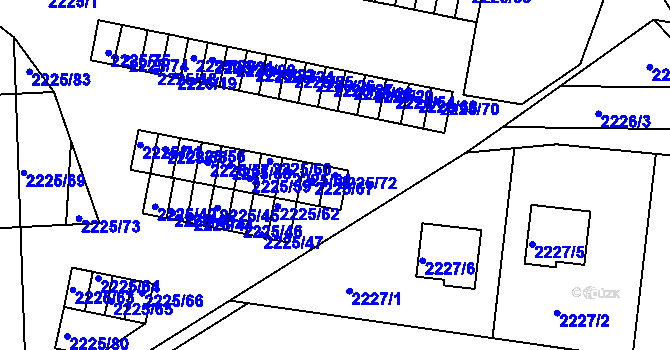 Parcela st. 2225/72 v KÚ Bučovice, Katastrální mapa