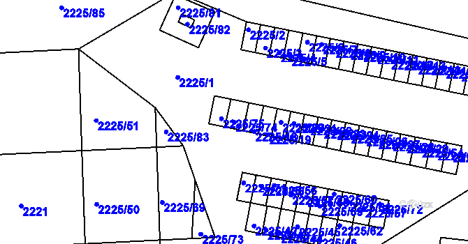 Parcela st. 2225/74 v KÚ Bučovice, Katastrální mapa