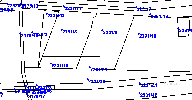 Parcela st. 2231/4 v KÚ Bučovice, Katastrální mapa