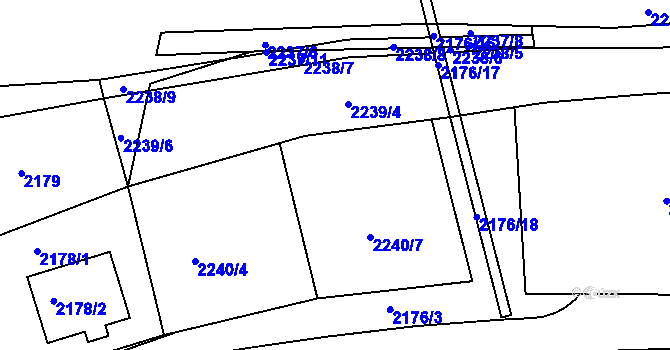 Parcela st. 2240/3 v KÚ Bučovice, Katastrální mapa