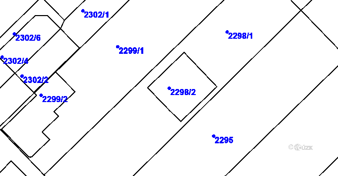 Parcela st. 2298/2 v KÚ Bučovice, Katastrální mapa