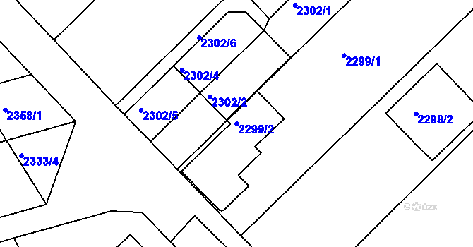 Parcela st. 2299/2 v KÚ Bučovice, Katastrální mapa