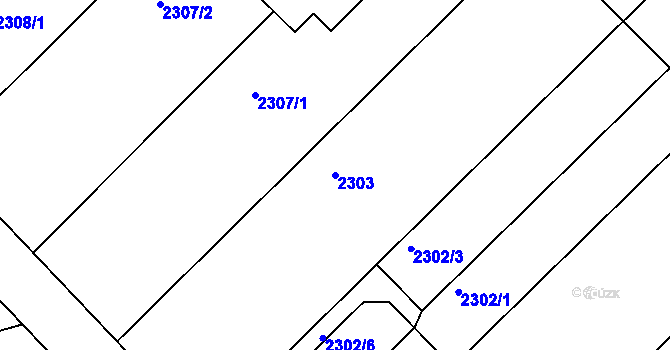 Parcela st. 2303 v KÚ Bučovice, Katastrální mapa