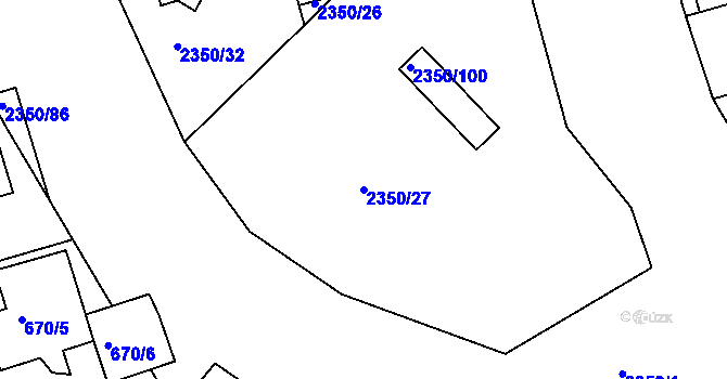 Parcela st. 2350/27 v KÚ Bučovice, Katastrální mapa