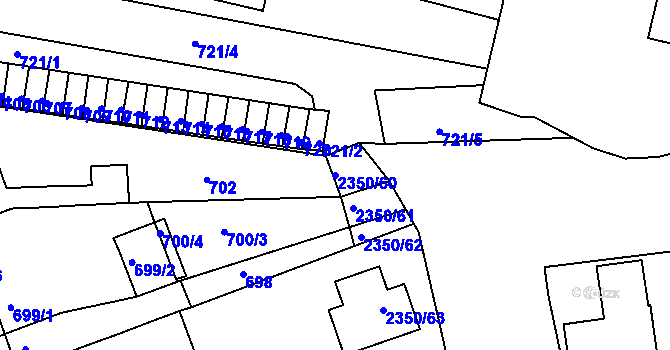 Parcela st. 2350/60 v KÚ Bučovice, Katastrální mapa