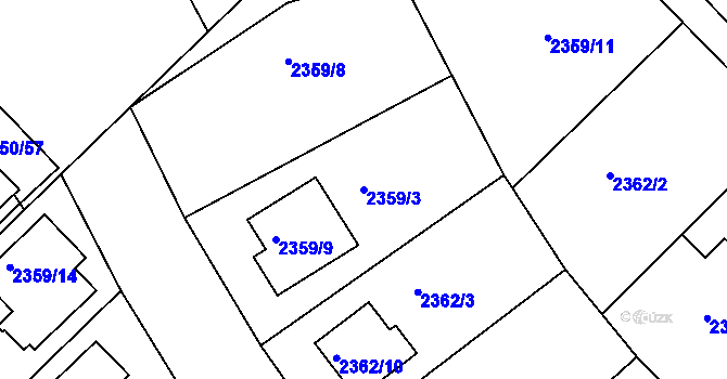 Parcela st. 2359/3 v KÚ Bučovice, Katastrální mapa