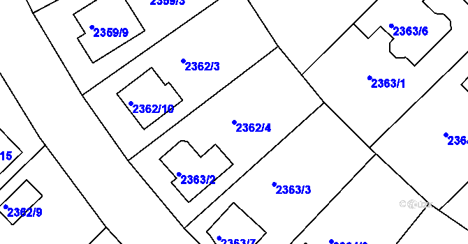 Parcela st. 2362/4 v KÚ Bučovice, Katastrální mapa