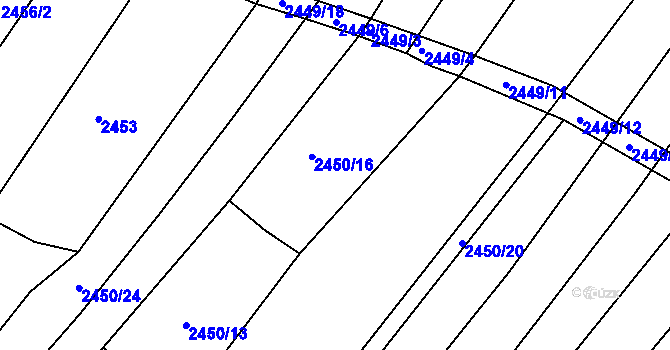 Parcela st. 2450/15 v KÚ Bučovice, Katastrální mapa