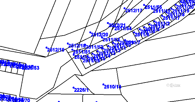 Parcela st. 2511/13 v KÚ Bučovice, Katastrální mapa