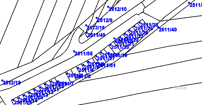 Parcela st. 2511/18 v KÚ Bučovice, Katastrální mapa