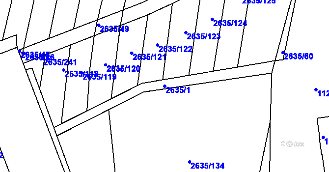 Parcela st. 2635/1 v KÚ Bučovice, Katastrální mapa
