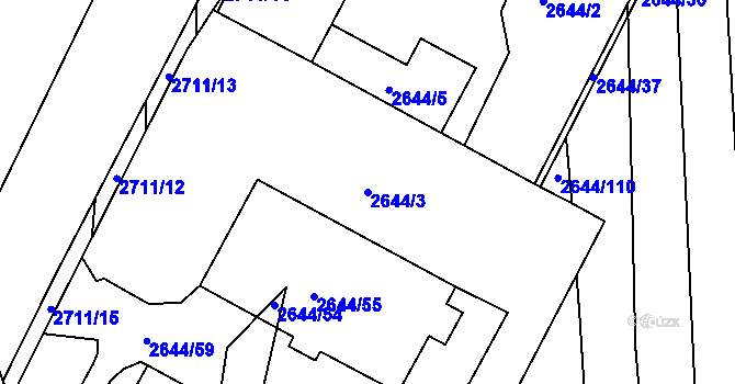 Parcela st. 2644/3 v KÚ Bučovice, Katastrální mapa