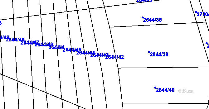 Parcela st. 2644/42 v KÚ Bučovice, Katastrální mapa