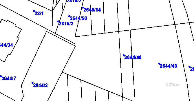 Parcela st. 2644/48 v KÚ Bučovice, Katastrální mapa
