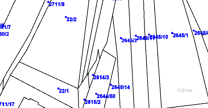 Parcela st. 2644/53 v KÚ Bučovice, Katastrální mapa