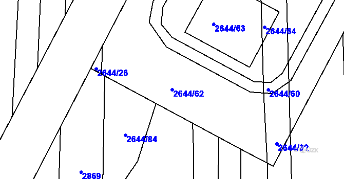 Parcela st. 2644/62 v KÚ Bučovice, Katastrální mapa