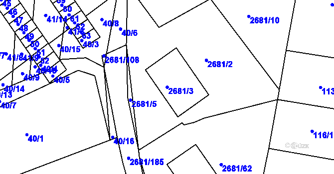 Parcela st. 2681/3 v KÚ Bučovice, Katastrální mapa