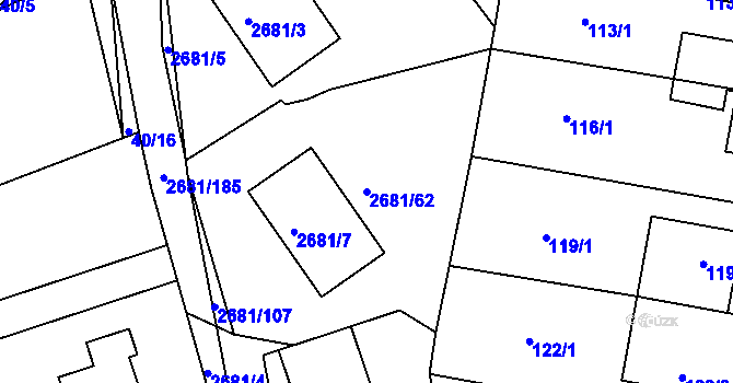 Parcela st. 2681/62 v KÚ Bučovice, Katastrální mapa