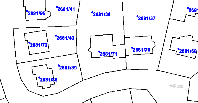 Parcela st. 2681/71 v KÚ Bučovice, Katastrální mapa