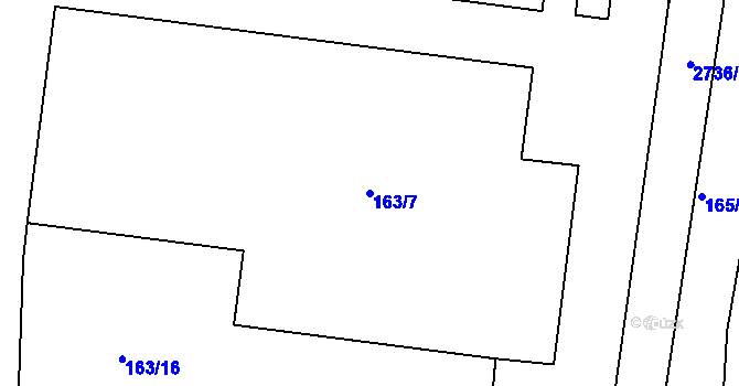 Parcela st. 163/7 v KÚ Bučovice, Katastrální mapa