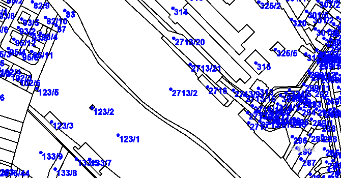Parcela st. 2713/2 v KÚ Bučovice, Katastrální mapa