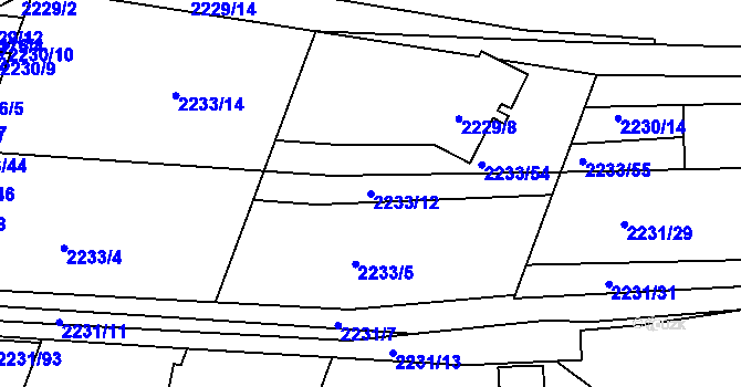 Parcela st. 2233/12 v KÚ Bučovice, Katastrální mapa