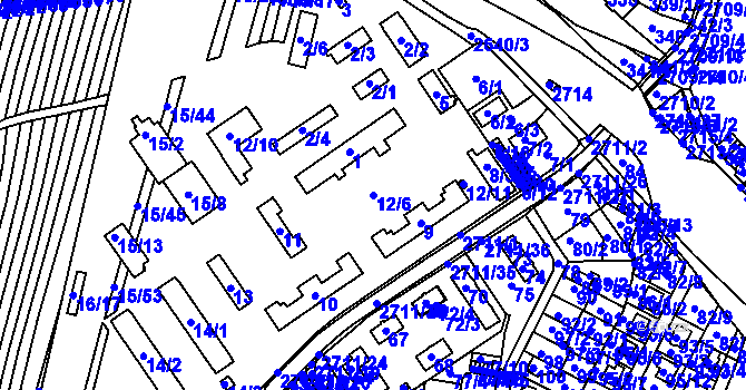 Parcela st. 12/6 v KÚ Bučovice, Katastrální mapa