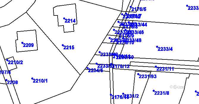 Parcela st. 2233/49 v KÚ Bučovice, Katastrální mapa