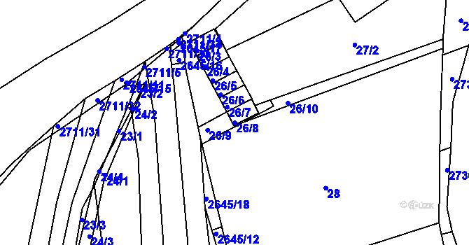 Parcela st. 26/8 v KÚ Bučovice, Katastrální mapa