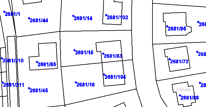 Parcela st. 2681/83 v KÚ Bučovice, Katastrální mapa