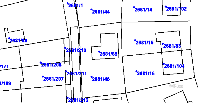 Parcela st. 2681/85 v KÚ Bučovice, Katastrální mapa