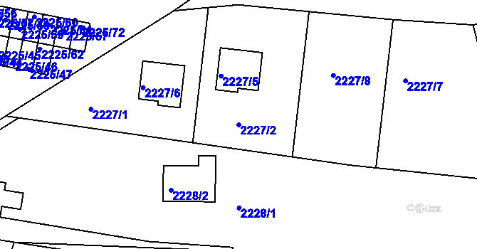 Parcela st. 2227/2 v KÚ Bučovice, Katastrální mapa