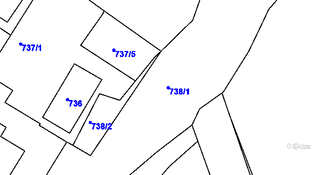 Parcela st. 738/1 v KÚ Bučovice, Katastrální mapa