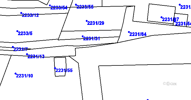 Parcela st. 2231/65 v KÚ Bučovice, Katastrální mapa