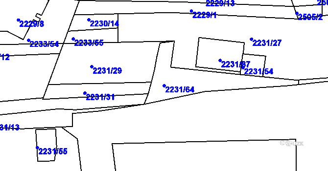 Parcela st. 2231/64 v KÚ Bučovice, Katastrální mapa