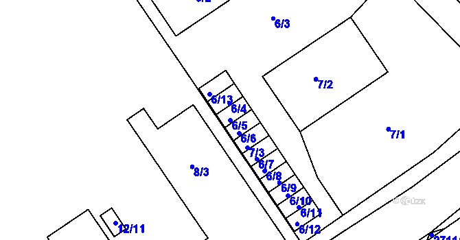 Parcela st. 6/5 v KÚ Bučovice, Katastrální mapa