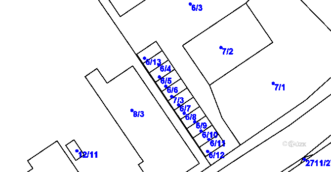 Parcela st. 6/6 v KÚ Bučovice, Katastrální mapa