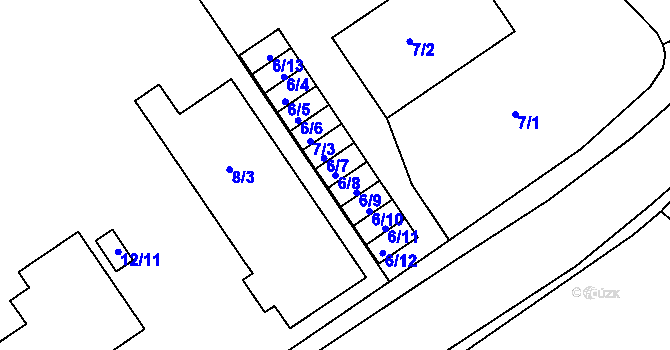 Parcela st. 6/8 v KÚ Bučovice, Katastrální mapa