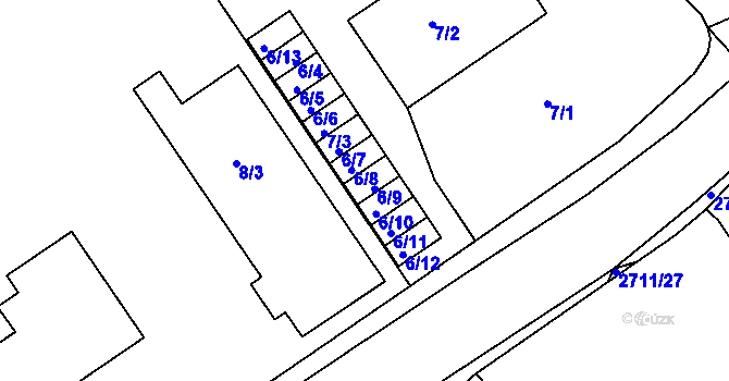 Parcela st. 6/9 v KÚ Bučovice, Katastrální mapa